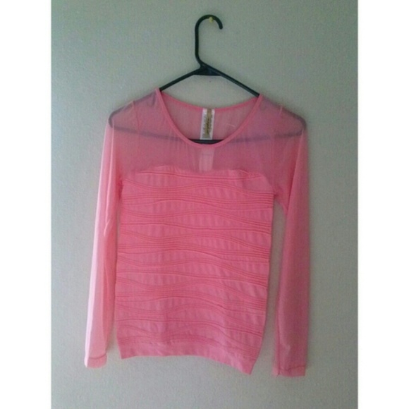 Coral pink mesh form fitting top