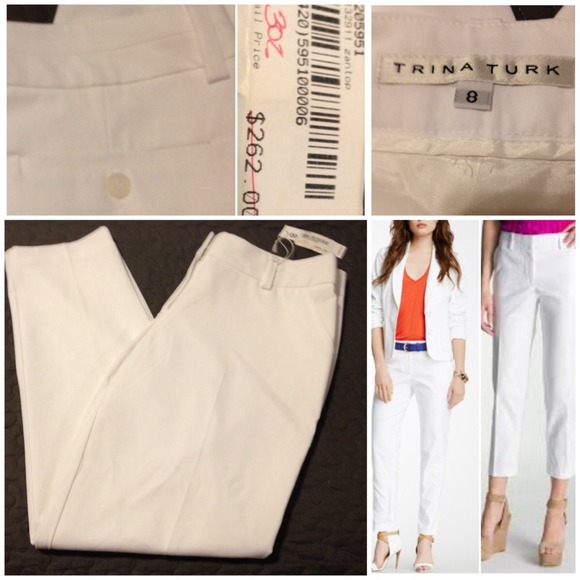 Trina Turk white zantop trousers new