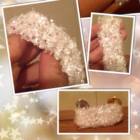Bebe Crystal Braided Quartz Chip Gemstone Bracelet - Picture 2 of 2