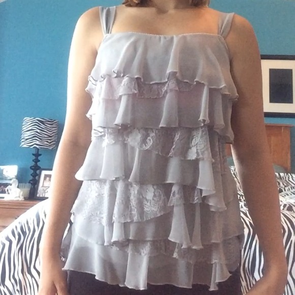 Grey ruffle top