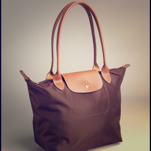 authentic long champ le pliage small brown