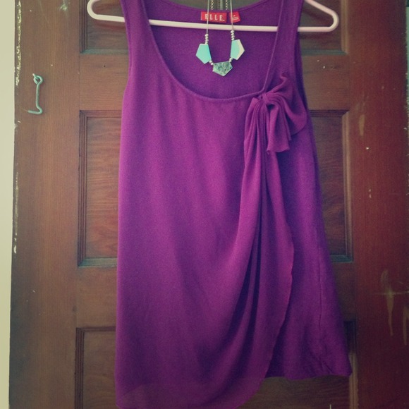 Royal purple Elle top with chiffon overlay
