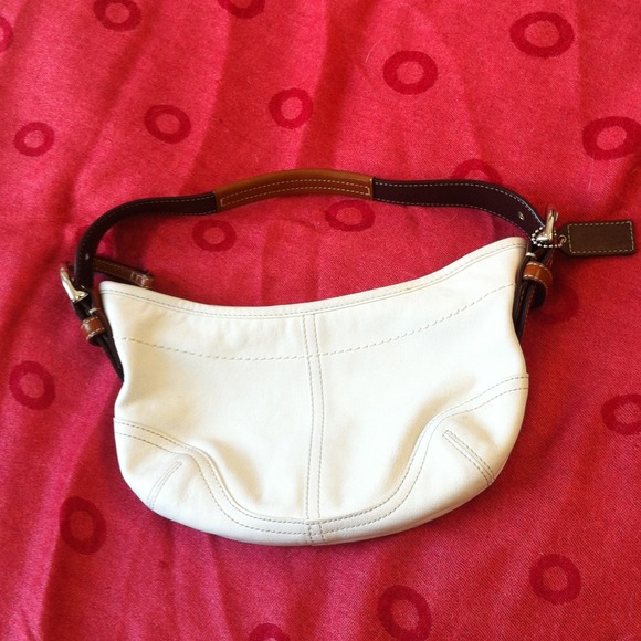 Coach white leather hobo