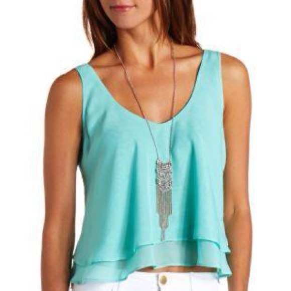 Mint chiffon crop top