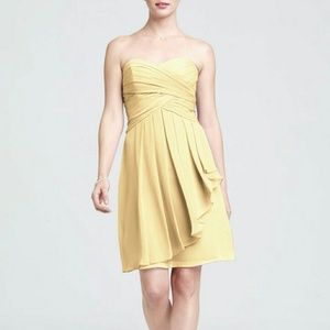 Davids bridal short crinkle dress in Canary