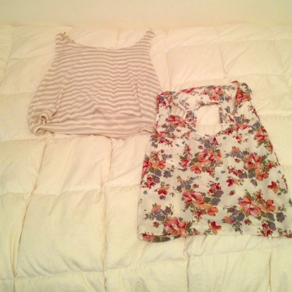 2 tanks ( striped and floral)
