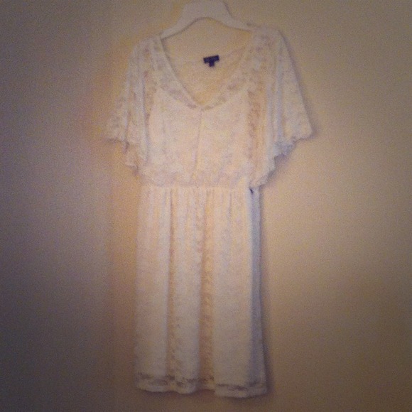 Lacey white batwing dress