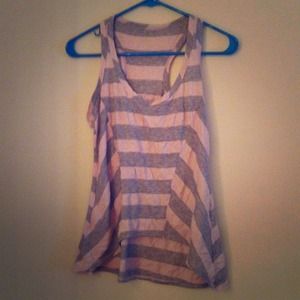 Racer-back hi-lo striped tank