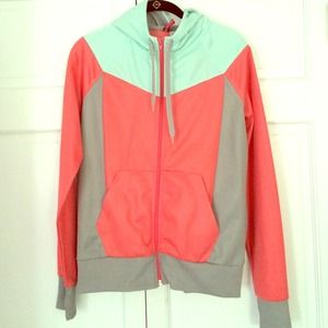 Orange, Mint & Gray Zip-Up Hoodie