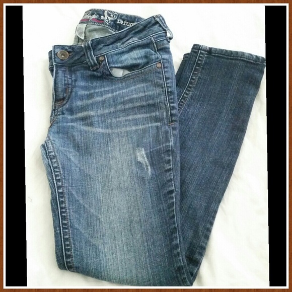 Blue denim skinny jeans