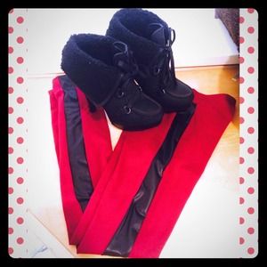 Black ankle booties w/ faux fur