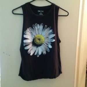 Black daisy muscle tee