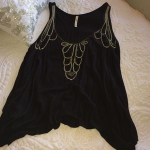 Black Tank w/ beads and mini chains Sz M