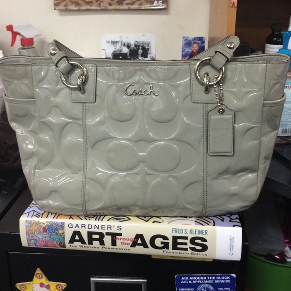****sold****Gray patent coach bag****sold****