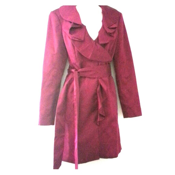 WHBM Pink Satin Ruffle Coat