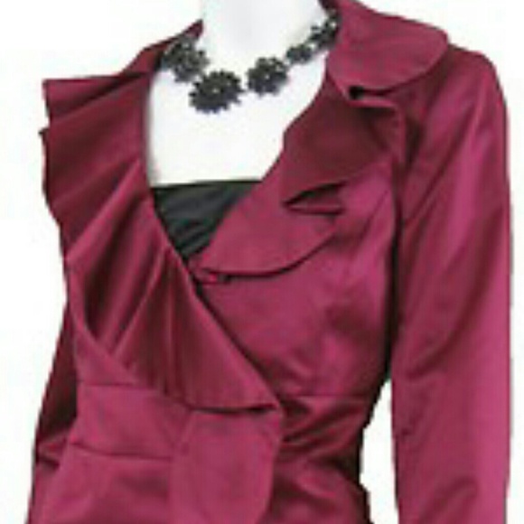 WHBM Pink Satin Ruffle Coat - Picture 2 of 3