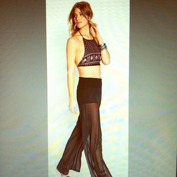 Effortless Wide-Leg Sheer Pants