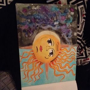 WATERCOLOR PAINTING OF THE SUN AND MOON