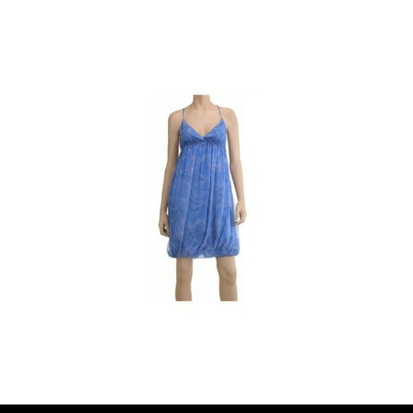 Cool Blue Wave Silk Bubble Dress