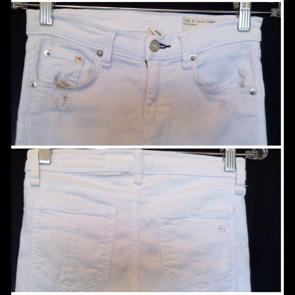🔴SOLD🔴rag & bone White Tattered Skinny Jeans - Picture 2 of 4