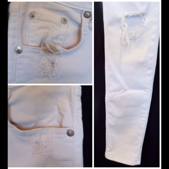 🔴SOLD🔴rag & bone White Tattered Skinny Jeans - Picture 3 of 4