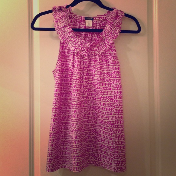Purple J. Crew Factory Sleeveless Silk Blouse