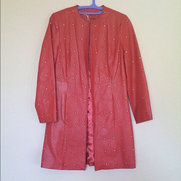 Pamela McCoy Leather Gold Studded Jacket. - Picture 1 of 4
