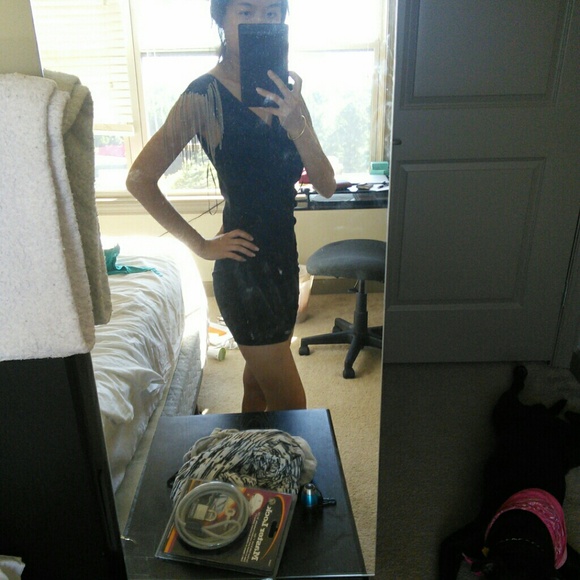 MUST GO little black dress w metal tassels