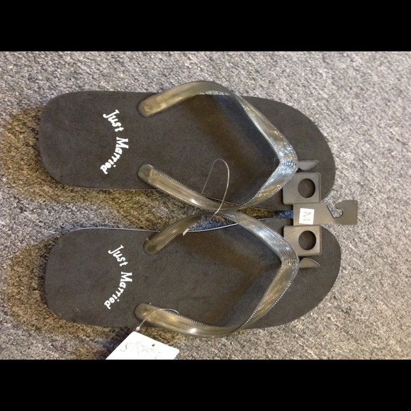 Honneymoon Just Married Fliplops. Black, white - Picture 1 of 4