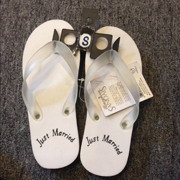 Honneymoon Just Married Fliplops. Black, white - Picture 3 of 4