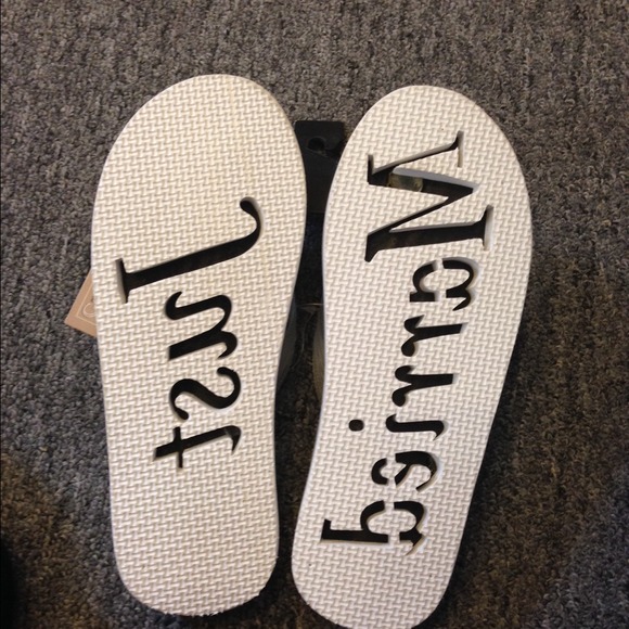 Honneymoon Just Married Fliplops. Black, white - Picture 4 of 4