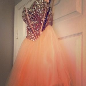 Coral, Disney Enchanted beaded prom dress