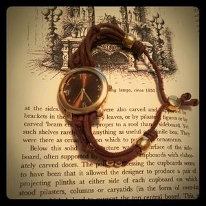 Brown and gold beaded watch