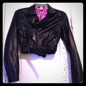 Faux Leather Studded Midi Jacket