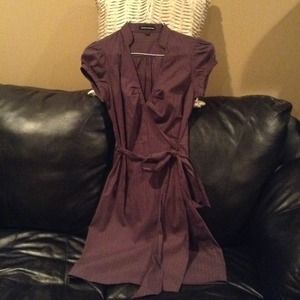 EXPRESS Gray Pinstripe Wrap Dress