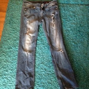 Ripped straight leg jeans