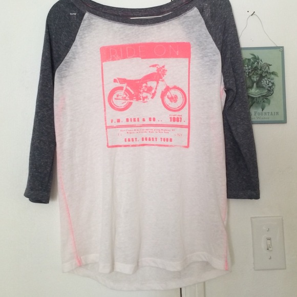 NWOT baseball style shirt with motorcycle