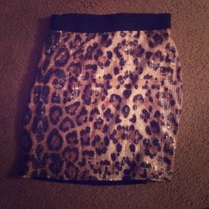 Cheetah sequin mini skirt