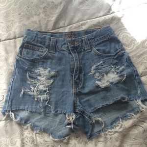 Distressed high waisted shorts