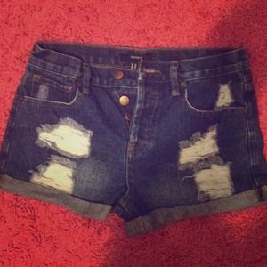 Forever 21 Destroyed High Waist Shorts