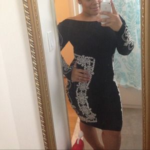 Asos black and white midi dress