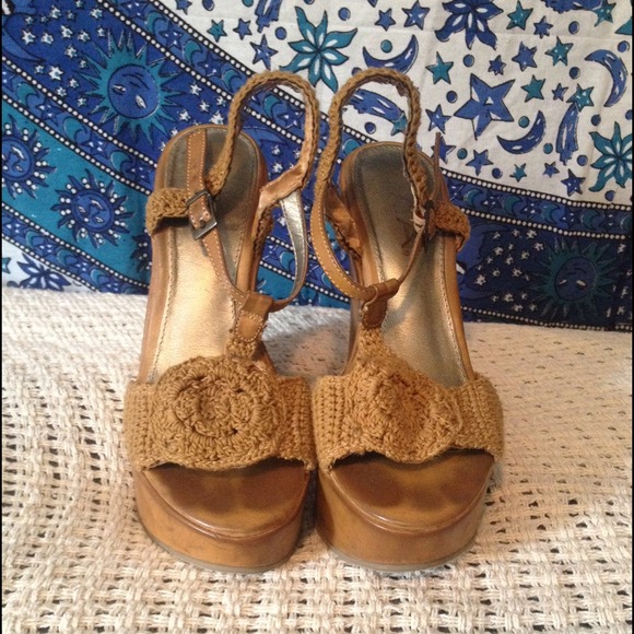 Brown Boho Crochet Wedges.