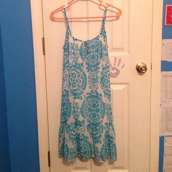 a blue and white dress from old navy.
