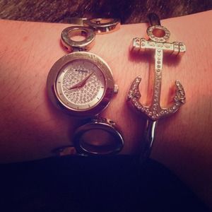 Fossil gold bubble watch with rhinestone face