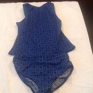 Land end tankini blue combo