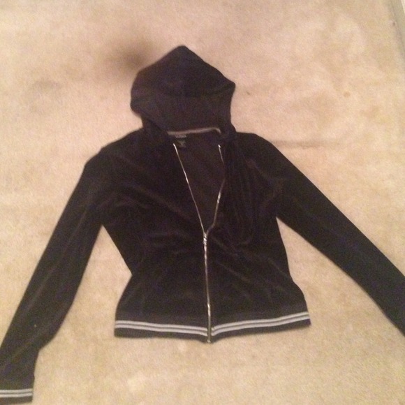 Express black velour track jacket/zip up hoodie