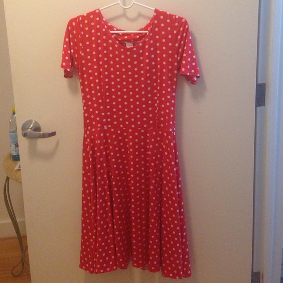 Red and white polka for A line dress