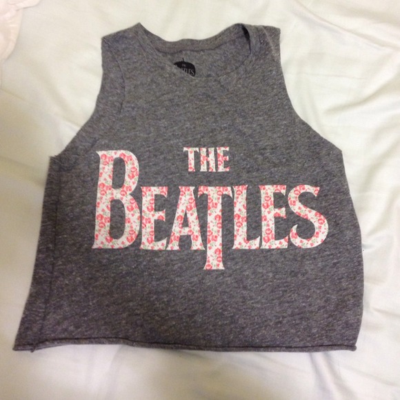 Gray Beatles crop top tank top
