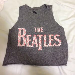 Gray Beatles crop top tank top
