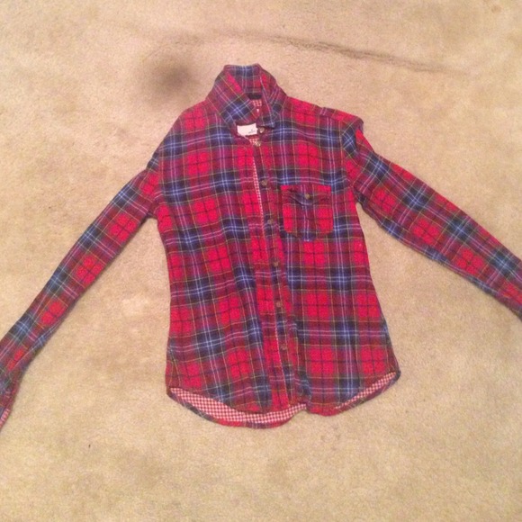 Red and blue abercombie kids flannel